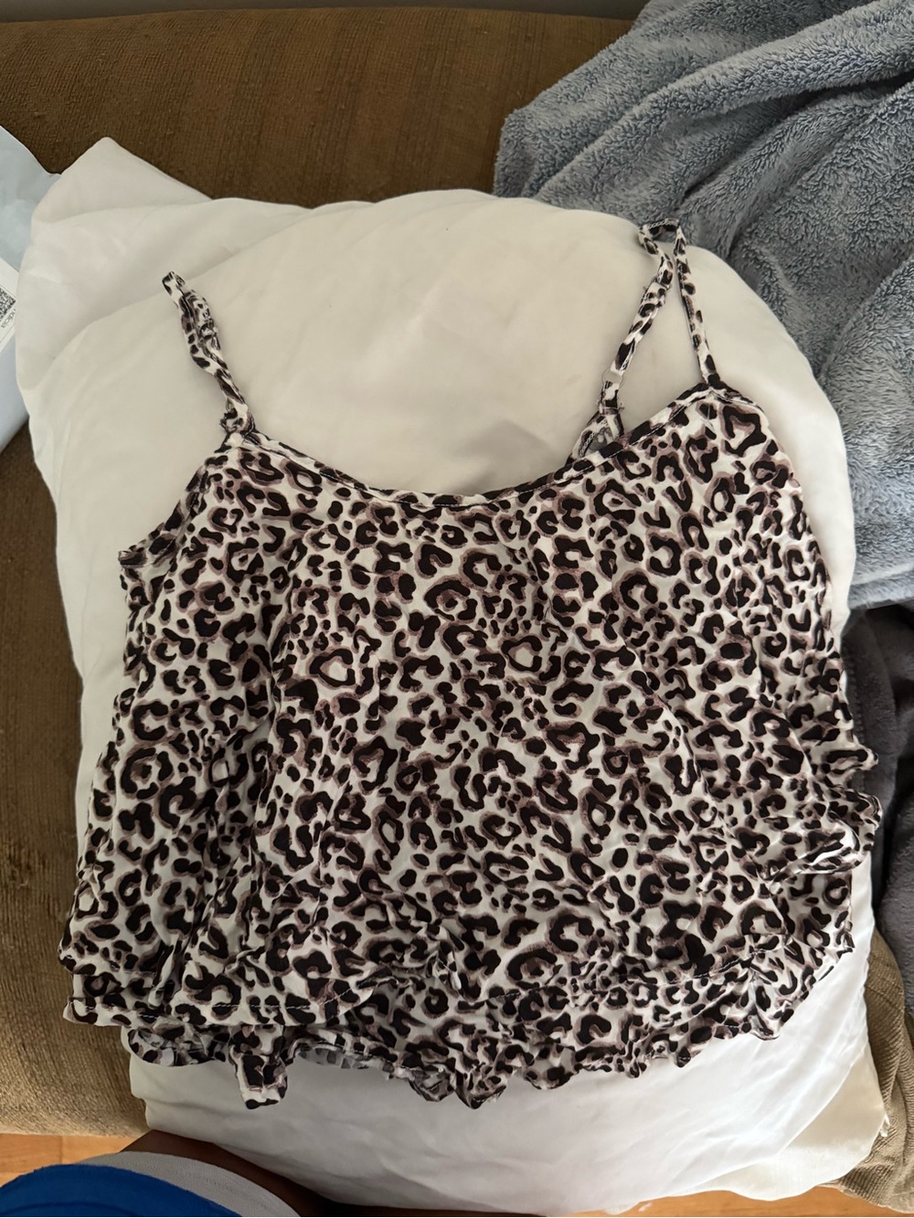 RARE VINTAGE Hollister Leopard Print Spaghetti Strap Cami - White and Brown